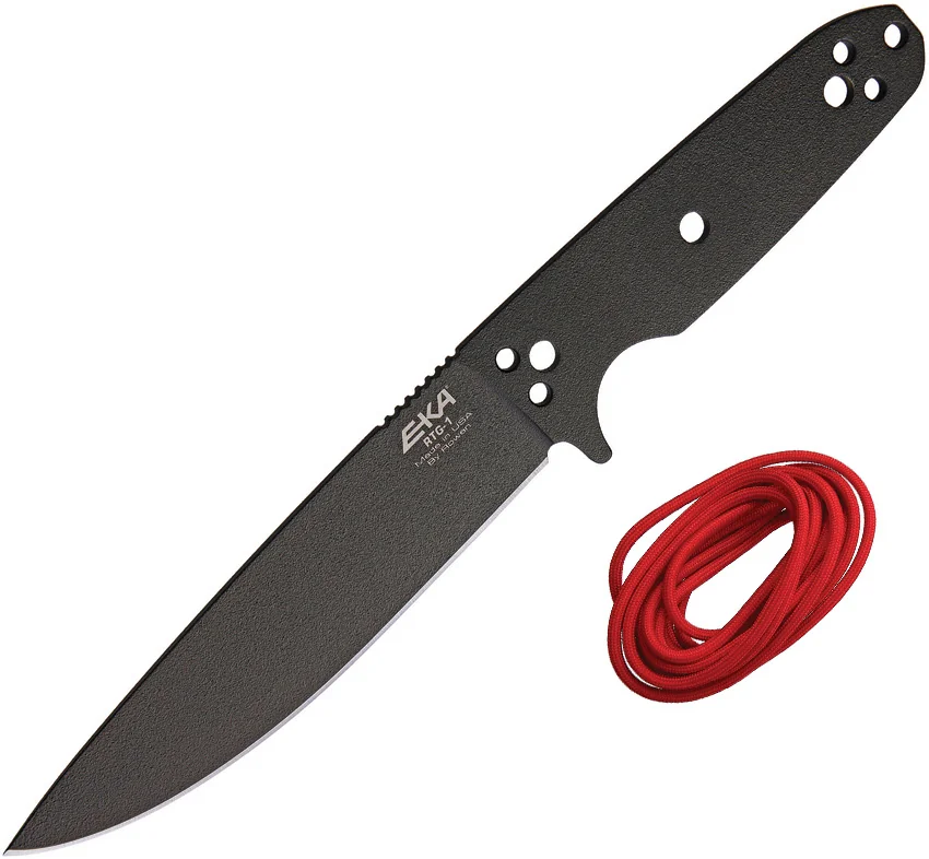 EKA RTG-1 Fixed Blade Knife Red Paracord (5.7" Powder Coated 1095)