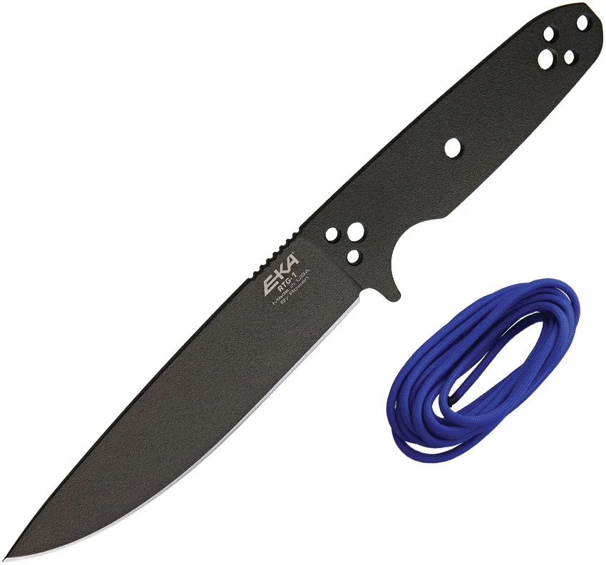 EKA RTG-1 Fixed Blade Knife Blue Paracord (5.7" Powder Coated 1095)