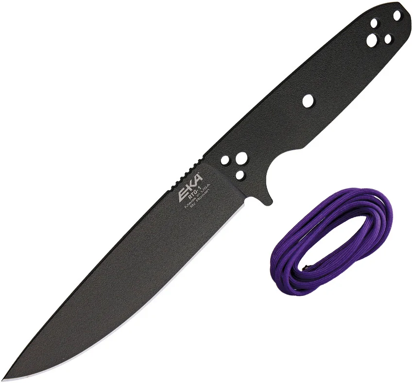 EKA RTG-1 Fixed Blade Knife Purple Paracord (5.7" Powder Coated 1095)