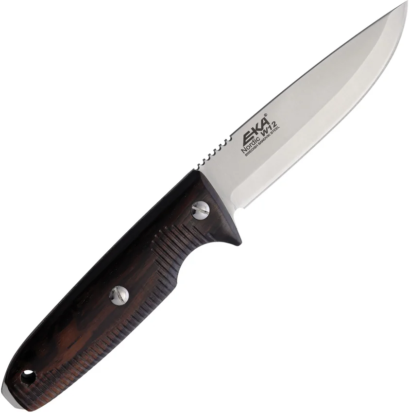 EKA Nordic W12 Fixed Blade Knife Bubinga Wood (4.7" Satin Sandvik 12C27) 614302