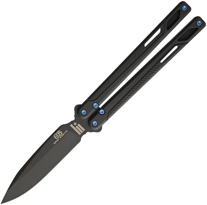 EOS Serpent Balisong Butterfly Knife Black Ti (4.1" Black DLC)
