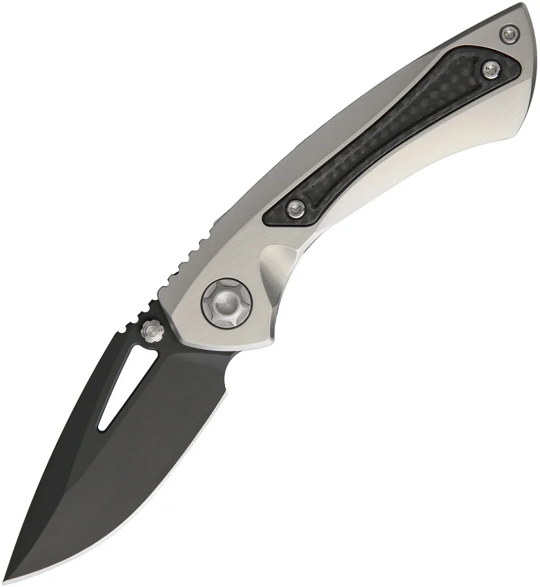 EOS Dorado S Frame Lock Knife Satin Titanium/CF (3" Black DLC)