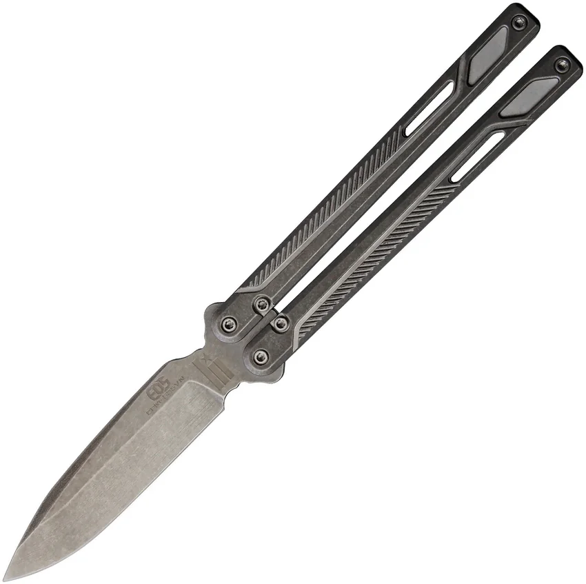 EOS Serpent Balisong Butterfly Knife  Gray Titanium (4" Stonewash)