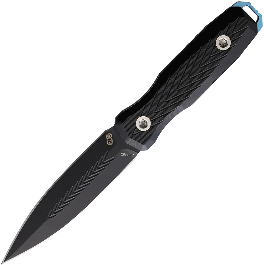 EOS Mini Thresher Fixed Blade Black G-10 Blue Knuck (3" Black)