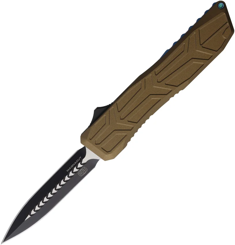 EOS Harpoon Dagger OTF Knife Tan Venti In Texture w/ Blue Clip (3.75" Two-Tone)