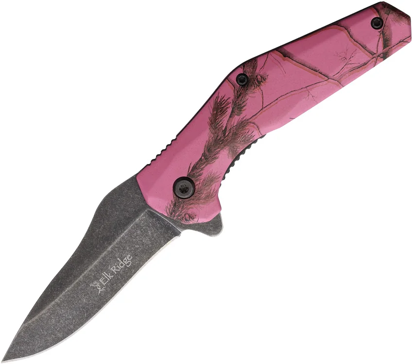 Elk Ridge Knives Camo Linerlock A/O Dk pink