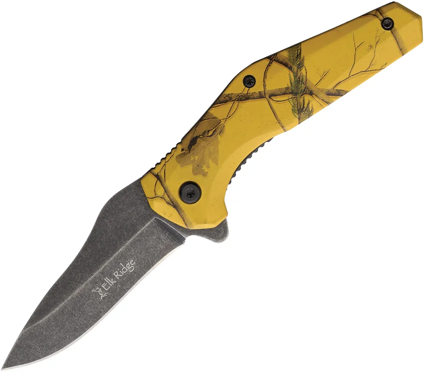 Elk Ridge Knives Camo Linerlock A/O Yellow