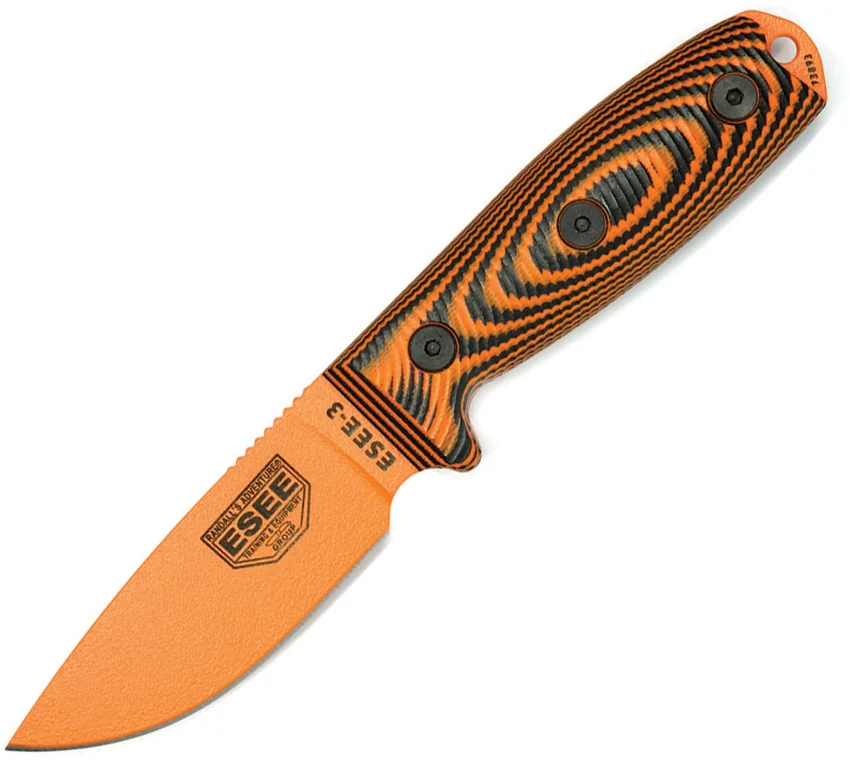 ESEE Knives ESEE-3PMOR-006 Fixed Blade Knife Orange/Black G-10 (3.9" Orange)