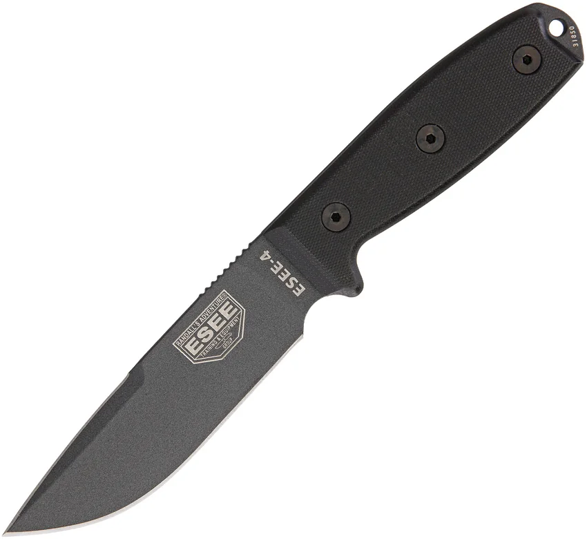 ESEE Knives ESEE-4P-CP-TG-B Clip Point Knife Black G-10 (4.5" Black)