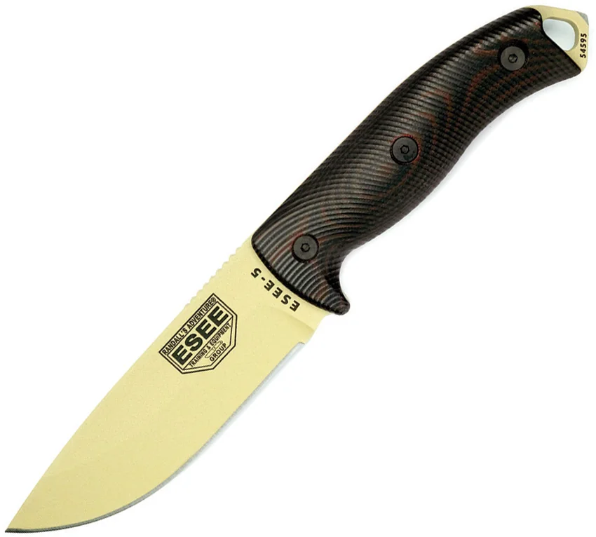 ESEE Knives ESEE-5PDT-004 Fixed Blade Knife Red/Black 3D G-10 (5.25" Desert Tan)