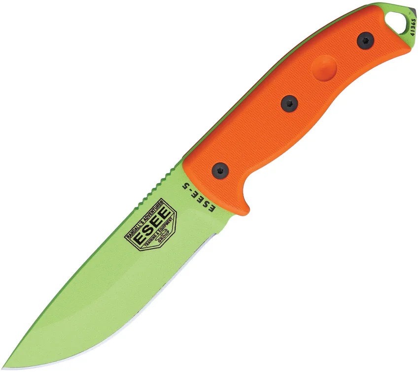 ESEE Knives Venom Green ESEE-5P-VG Knife Orange Fixed Blade (5.25" Plain)