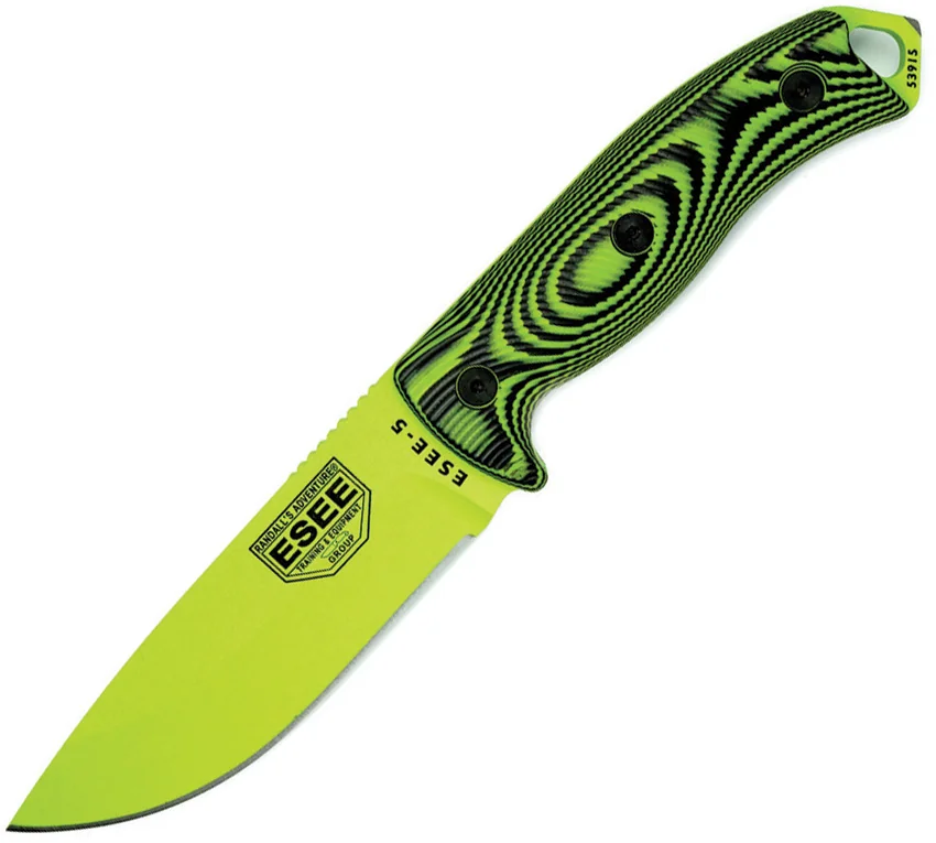 ESEE Knives ESEE-5PVG-007 Fixed Blade Knife Green/Black 3D G-10 (5.25" Green)