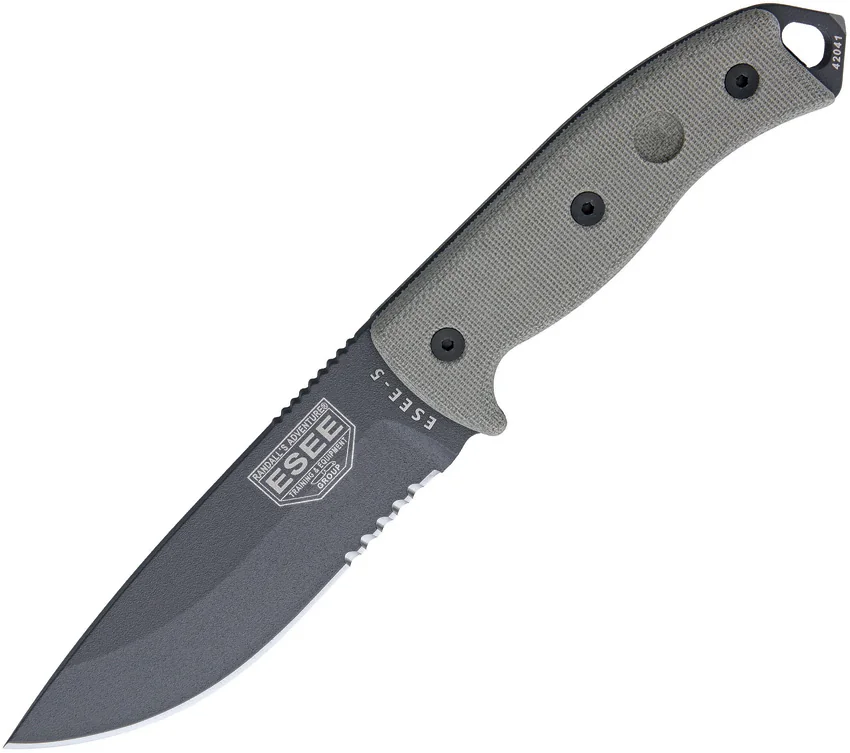 ESEE Knives ESEE-5S-TG Fixed Blade Knife (5.25" Gray Serr)