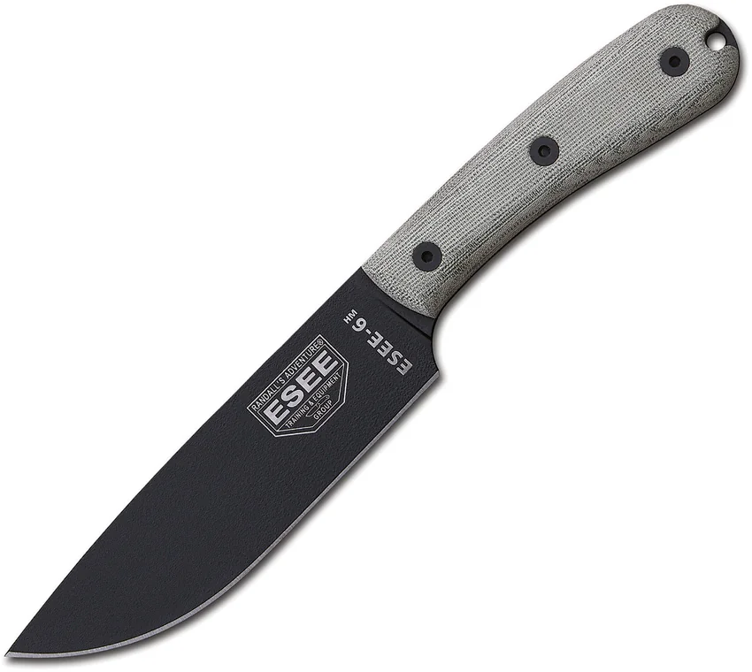 ESEE Knives ESEE-6HM Fixed Blade Knife Gray Micarta (6" Black)
