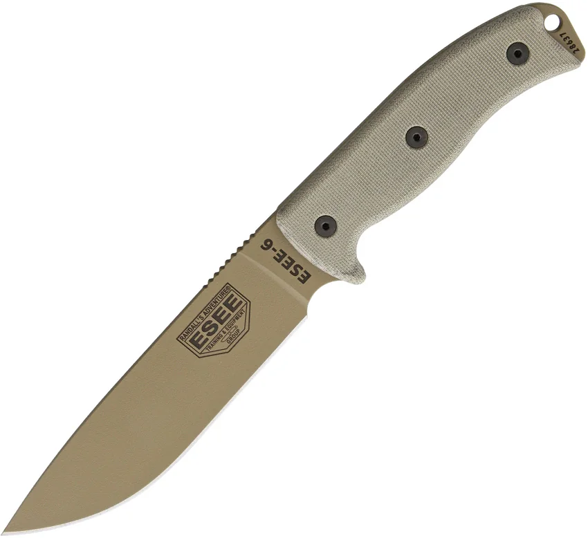 ESEE Knives ESEE-6PDE Fixed Blade Knife OD Green Micarta (6.5" Dark Earth)