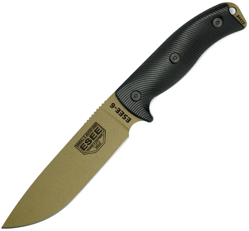 ESEE Knives ESEE-6PDE-001 Fixed Blade Knife Black 3D G-10 (6.5" Dark Earth)