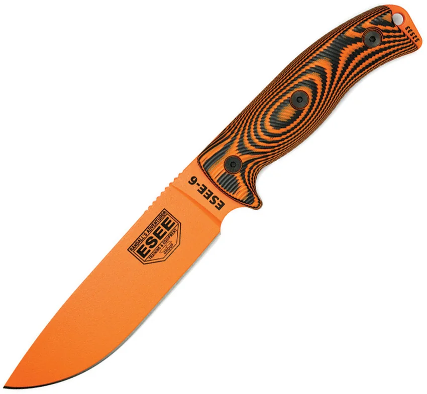 ESEE Knives ESEE-6POR-006 Fixed Blade Knife Orange/Black 3D G-10 (6.5" Orange)