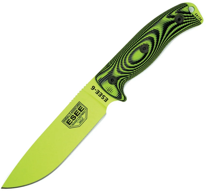 ESEE Knives ESEE-6PVG-007 Fixed Blade Knife Green/Black 3D G-10 (6.5" Green)