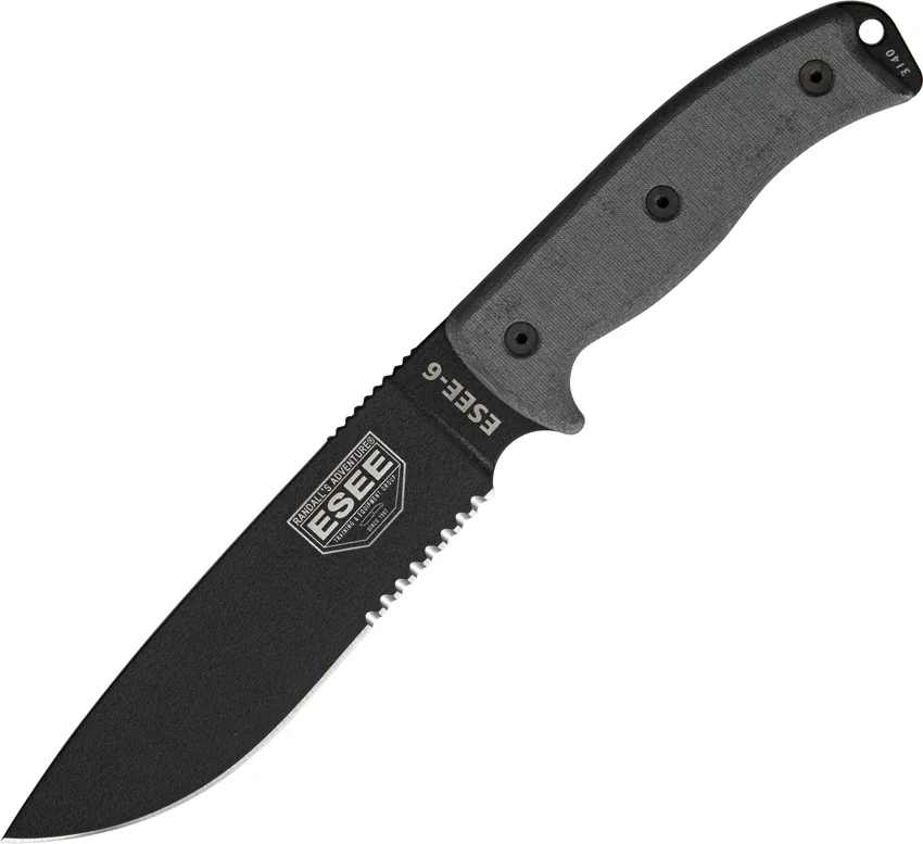 ESEE Knives ESEE-6S-OD Knife w/ OD Green Sheath (6.5" Serr)