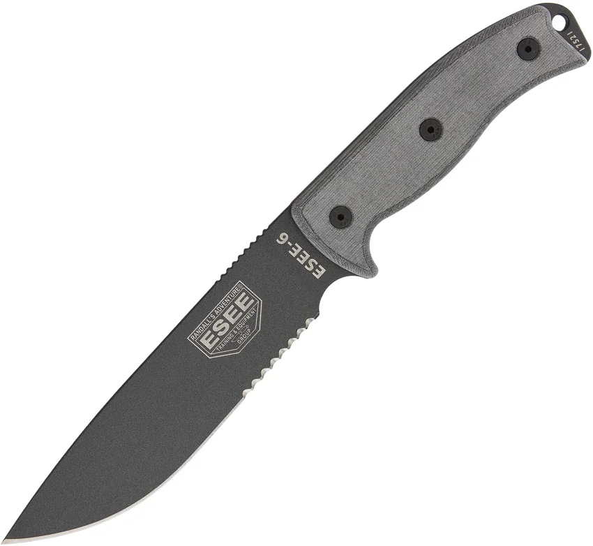 ESEE Knives ESEE-6S-TG Knife Micarta (6.5" Gray Serr)