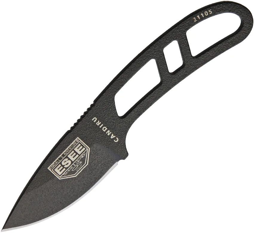 ESEE Candiru Fixed Blade Neck Knife w/ Kit Extras (2" Black)