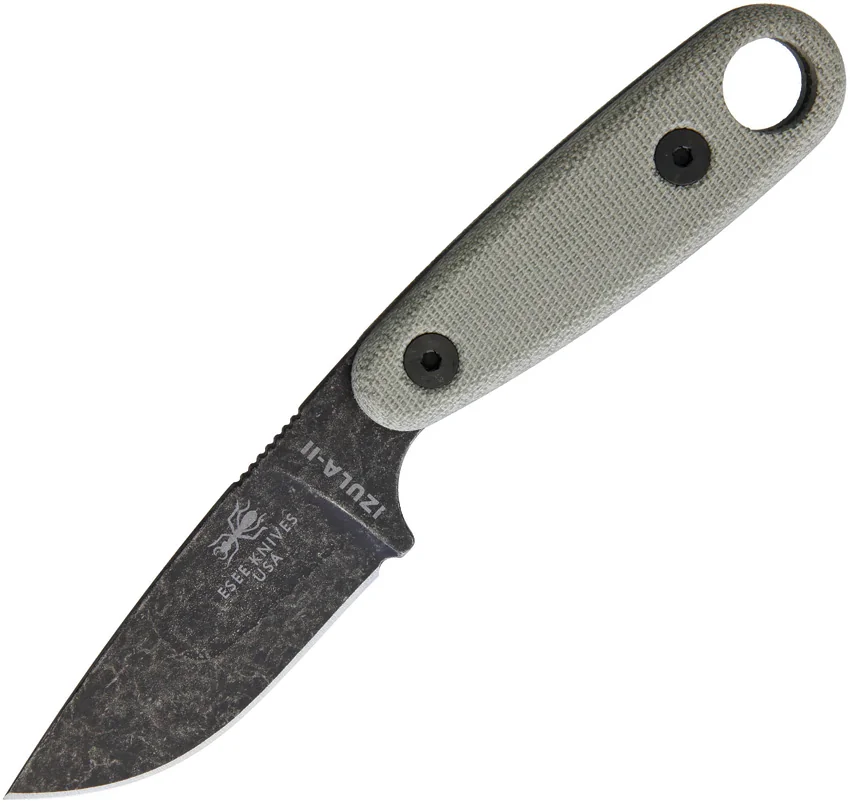 ESEE Izula-II Black Oxide Survival Fixed Blade Neck Knife Tan (2.9" Black)