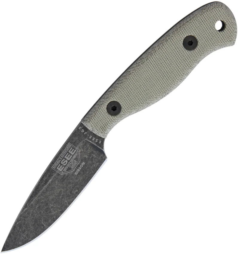 ESEE Camp-Lore Gibson JG3 Bushcraft Fixed Blade Knife (3.5" Black Stonewash)