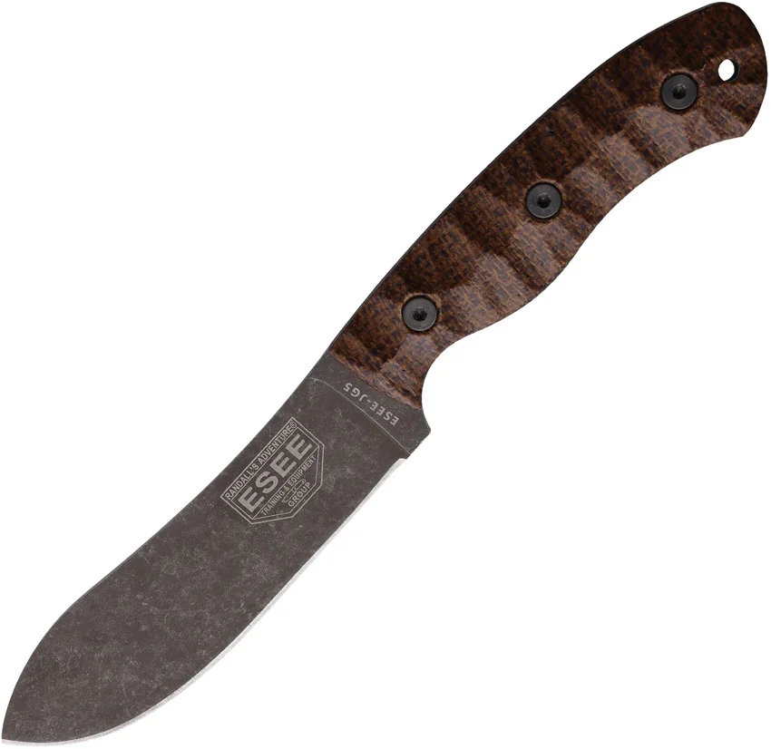 ESEE James Gibson JG5 Fixed Blade Knife Brown Burlap Micarta (5" Black SW)