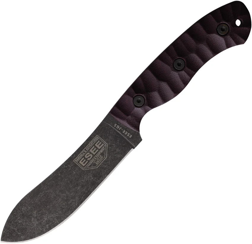ESEE James Gibson JG5 Fixed Blade Knife Burgundy Linen Micarta (5" Black SW)