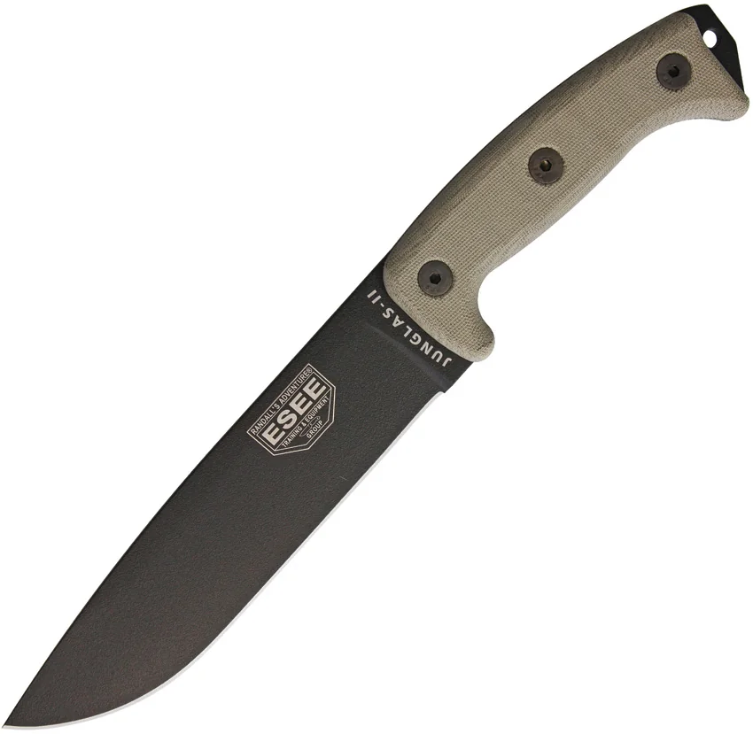 ESEE Junglas II Survival Fixed Blade Knife + Sheath (8.5" Black)