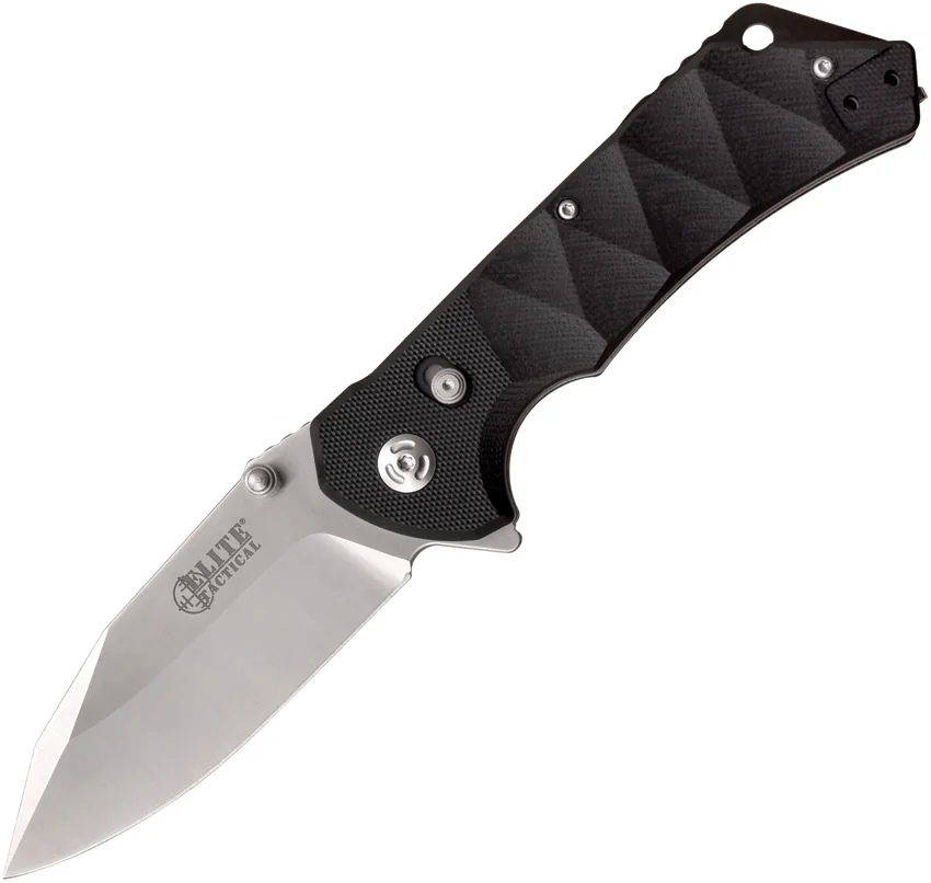Elite Tactical Parallax Rapid Lock Knife Black Sculped G-10 (3.5" Satin)