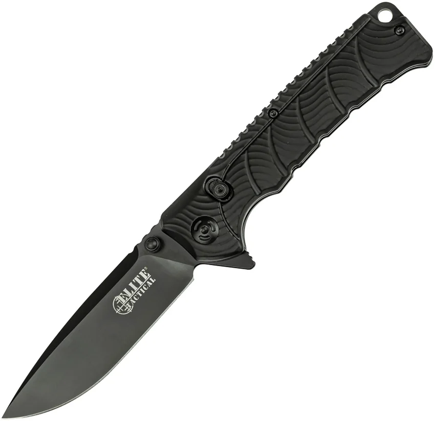 Elite Tactical Backdraft Rapid Lock Knife Black Rubber (3.5" Black)