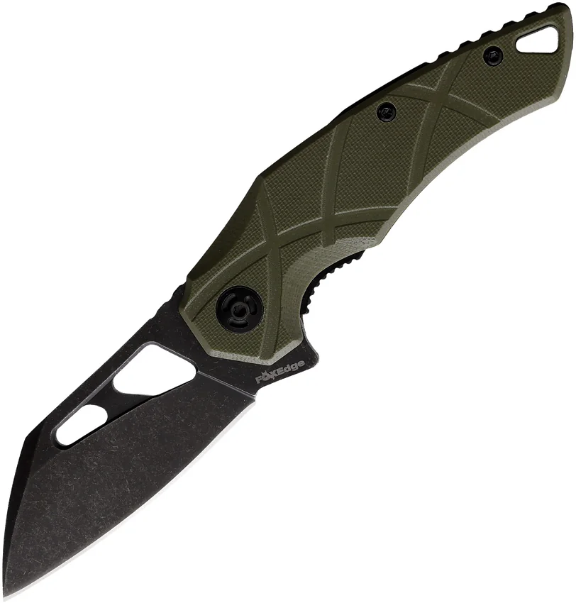 FoxEdge Atrax Flipper Folding Knife OD Green G10 (3.5" Black SW)