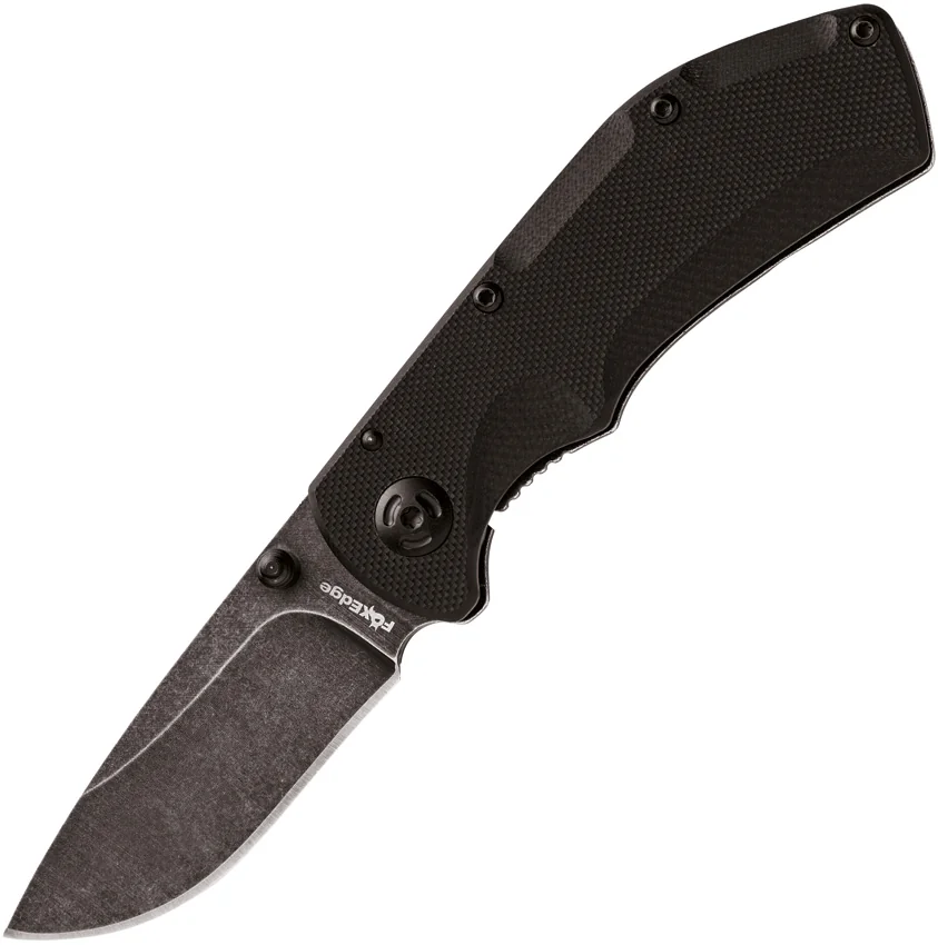 FoxEdge Pop Smoke Frame Lock Knife Black G-10 (4.5" Smokewash)