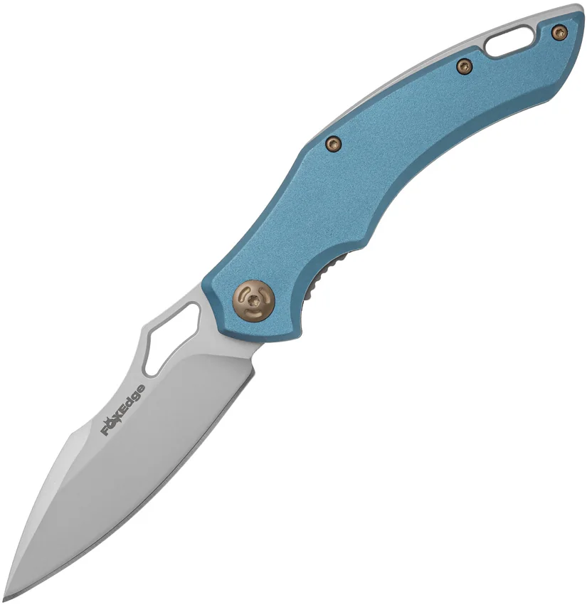 Fox  Edge Sparrow Liner Lock Knife Blue Aluminum (3.5" Bead Blast)
