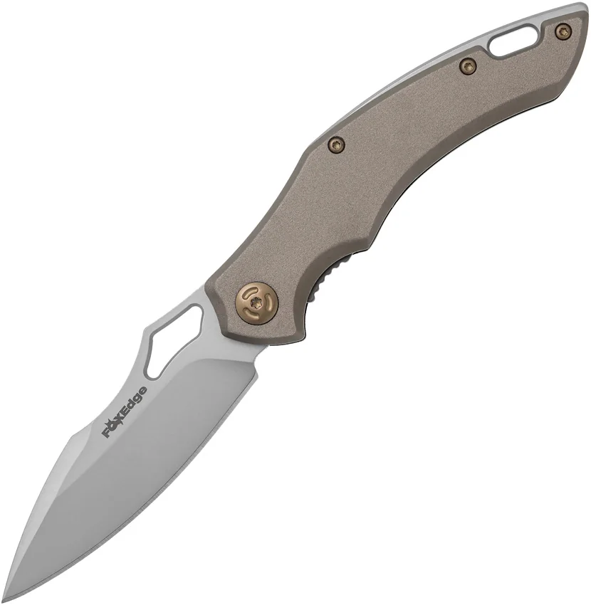 Fox Edge Sparrow Liner Lock Knife Bronze Aluminum (3.5" Bead Blast)