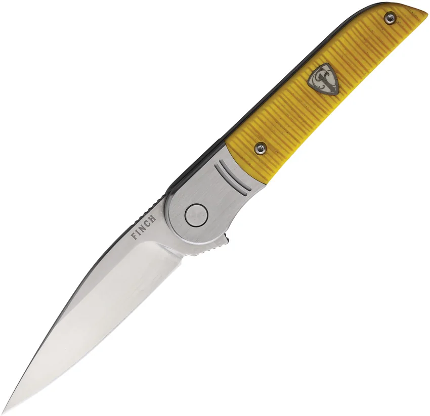 Finch Knife Co. Stinger Liner Lock Knife Yellow Jacket Ribbed Bone (3" Satin)