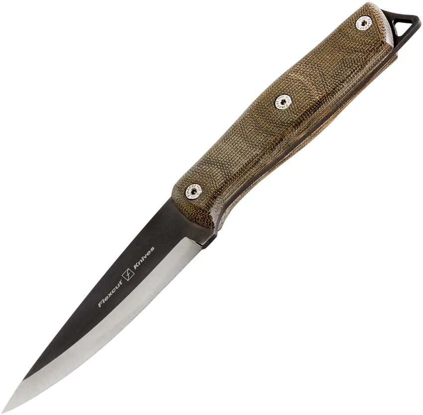Flexcut Hawthorne Explorer Fixed Blade Knife OD Green Micarta (3.88" Black)