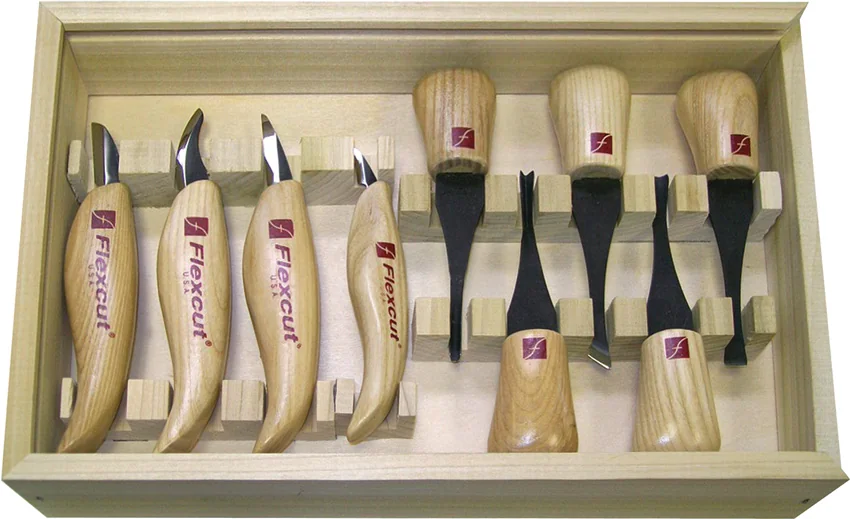 Flexcut Deluxe Palm and Knife Set for Carvers (9 Pack) FLEXKN700