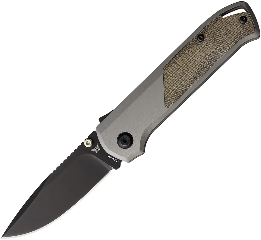 Flytanium Arcade Shark-Lock Knife Gray w/ Green Micarta (3.2" Black DLC)
