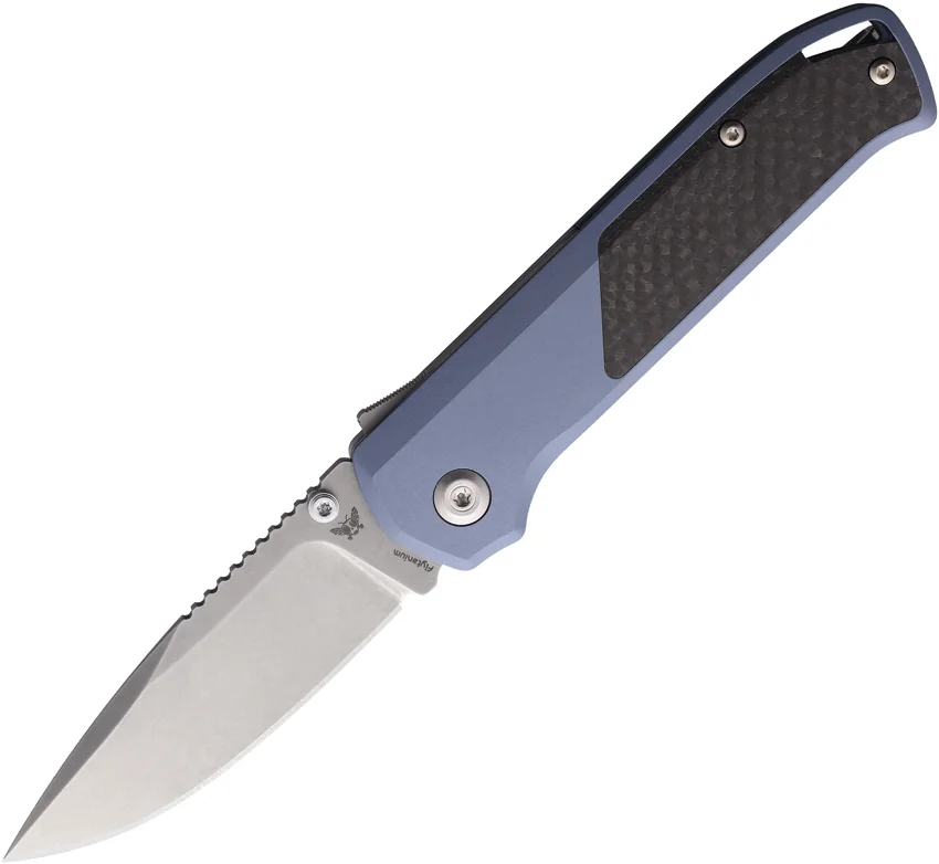 Flytanium Arcade Shark-Lock Knife Blue Aluminum w/Carbon Fiber (3.2" Stonewash)