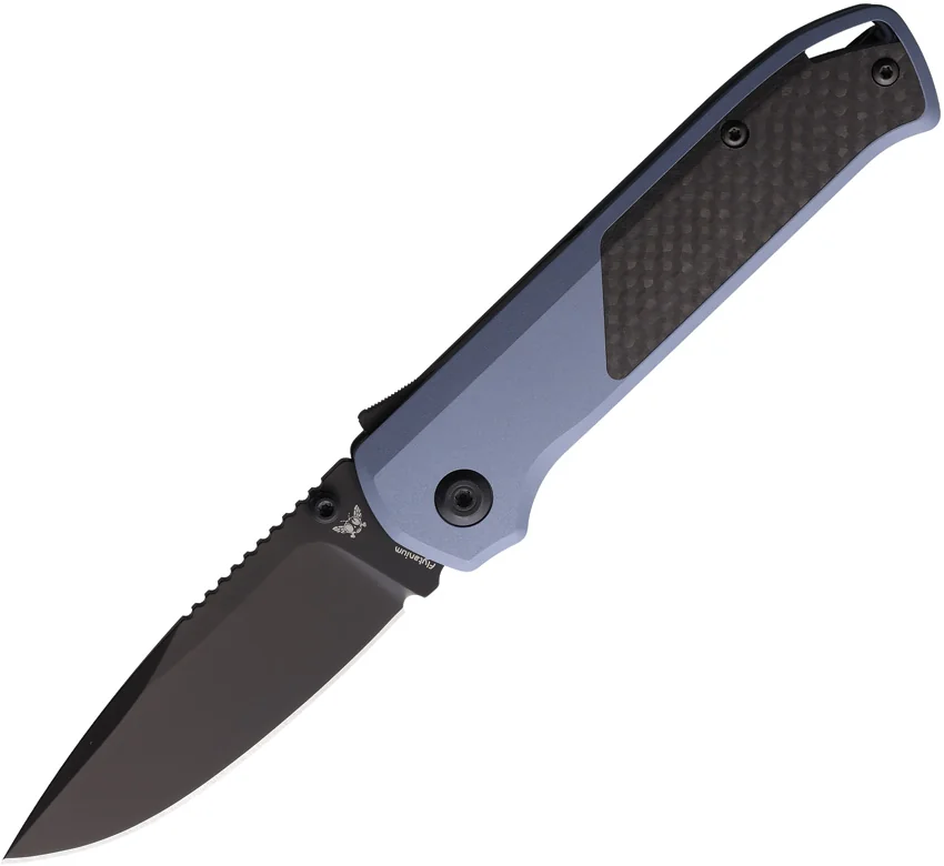 Flytanium Arcade Shark-Lock Knife Blue Aluminum w/Carbon Fiber (3.2" Black)