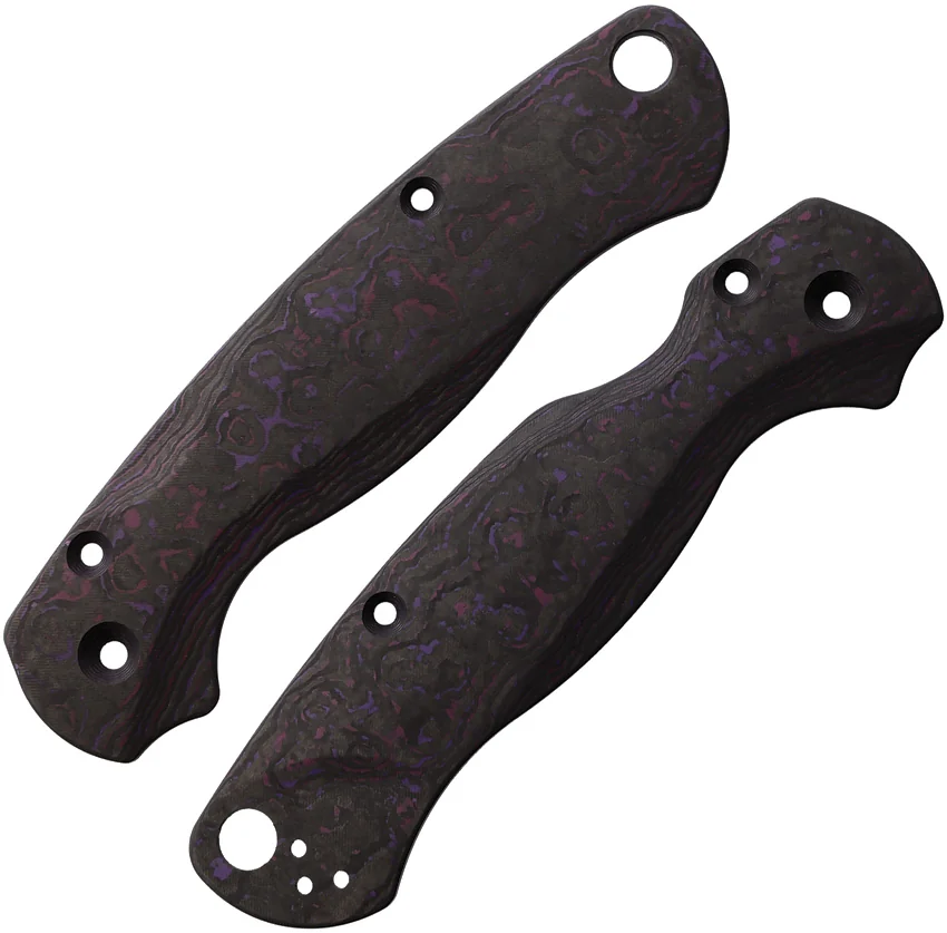 Flytanium CF Lotus Scales for Spyderco Paramilitary 2 - Purple Haze Fat Carbon
