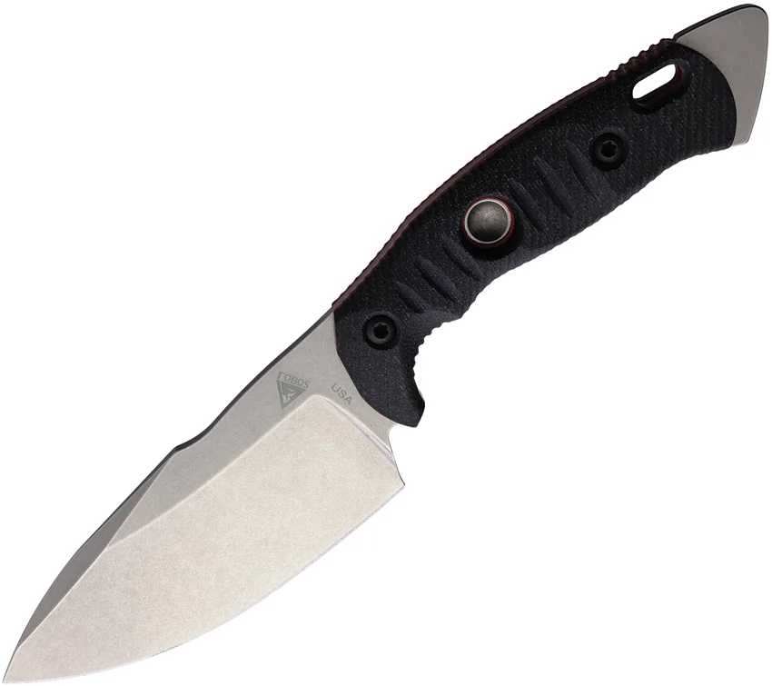 Fobos Knives Alaris 3V Fixed Blade Knife Black/Red Micarta (5" Stonewash)