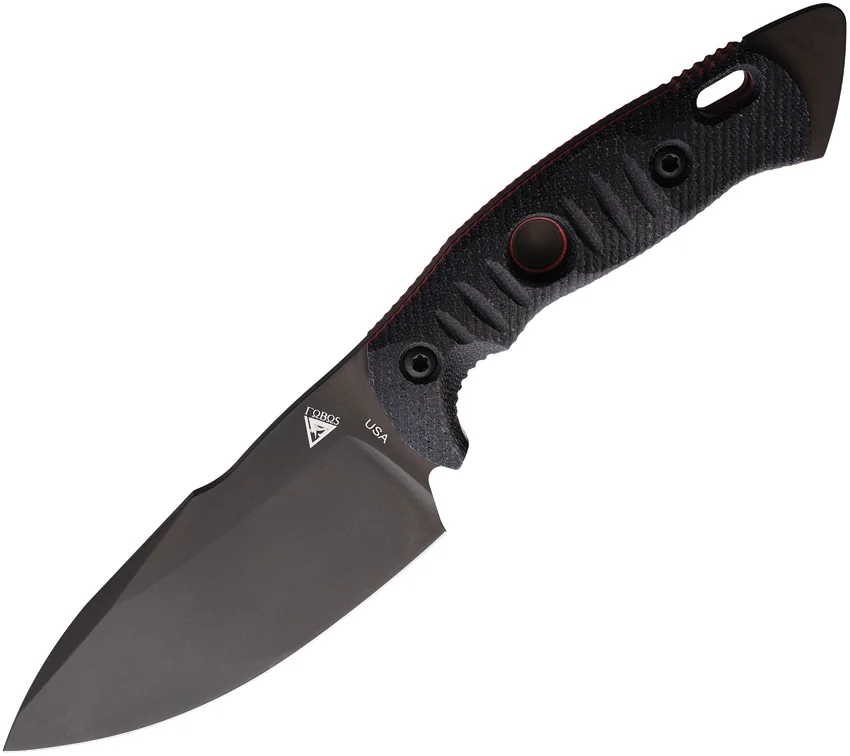 Fobos Knives Alaris 3V Fixed Blade Knife Black/Red Micarta (5" Black)