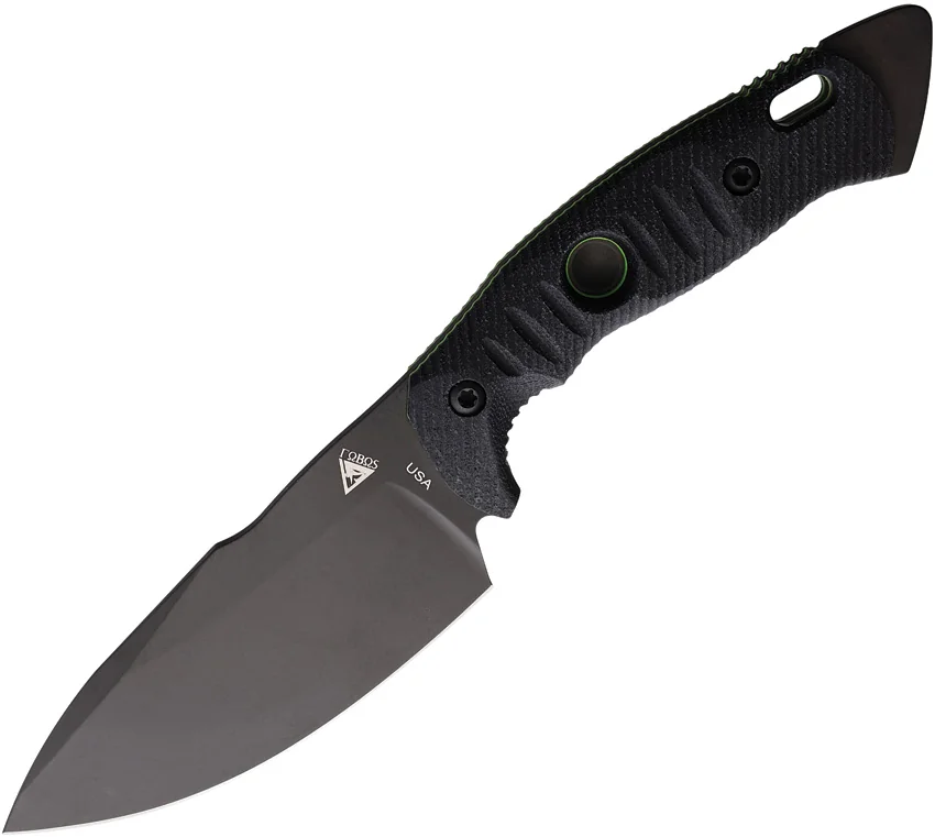 Fobos Knives Alaris 3V Fixed Blade Knife Black/Green Micarta (5" Black)