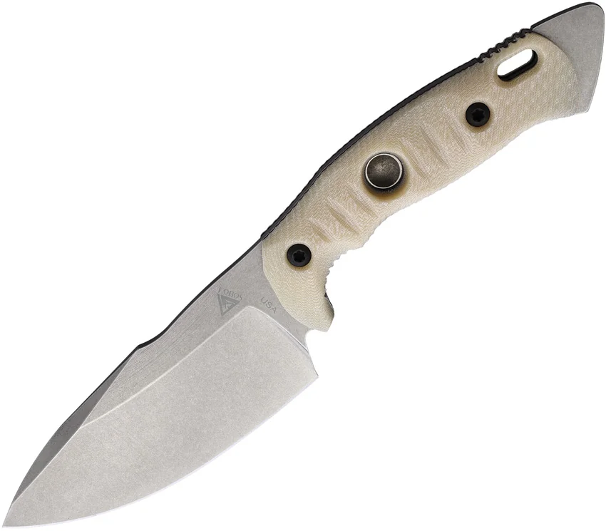 Fobos Knives Alaris 3V Fixed Blade Knife Ivory Paper Micarta (5" Stonewash)