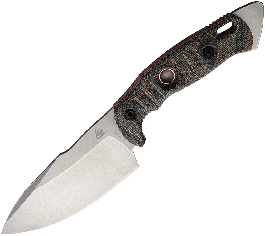 Fobos Knives Alaris 3V Fixed Blade Knife Camo Micarta (5" Stonewash)
