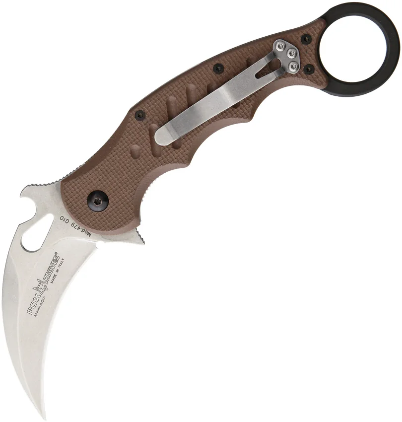Fox Knives Karambit Folder Knife Dark Earth G-10 (3.1" Stonewash) 479E SW