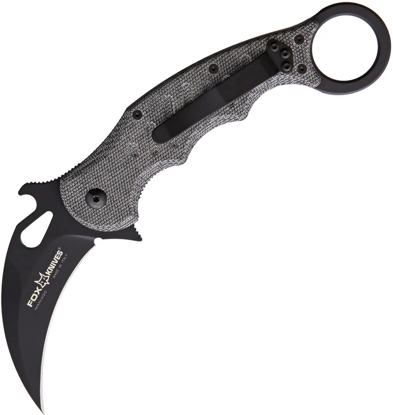 Fox Knives Karambit Folding Knife Black Micarta (3.1" Black) FOX479MIB